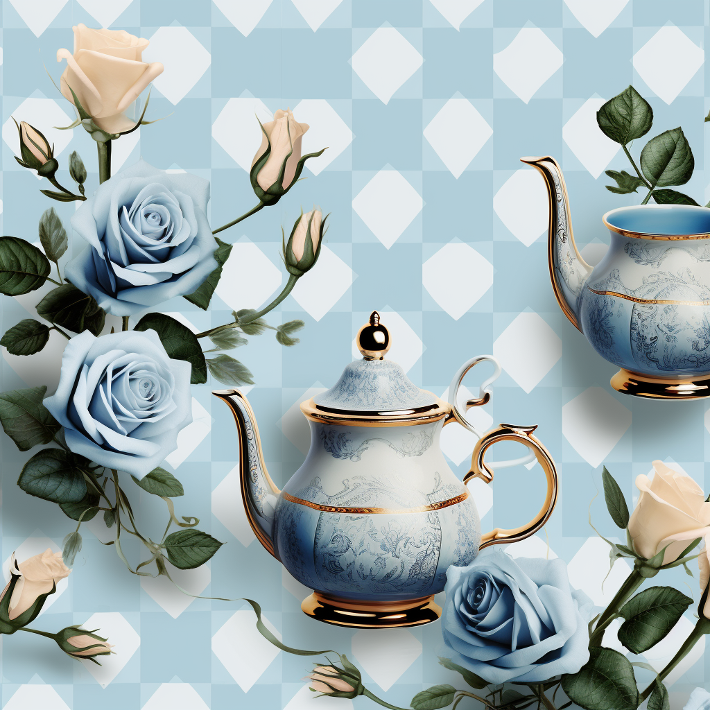 Alice in Wonderland Tea Party Checkered Pattern