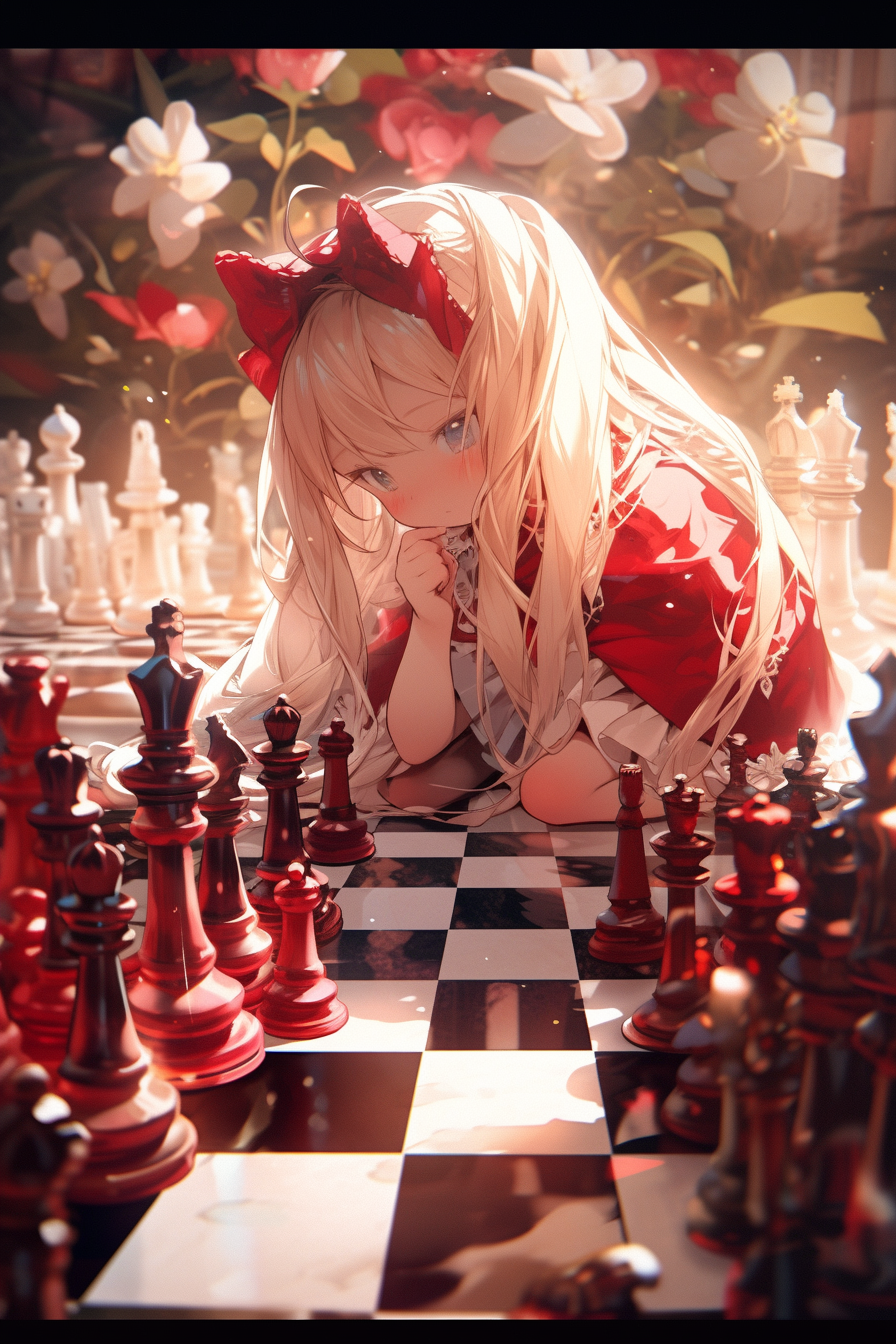 Serious-thinking Alice on chessboard  ?