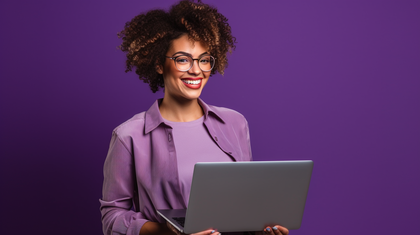 Professional web developer smiling with Macbook Air