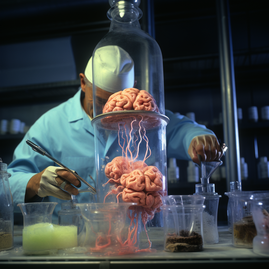 Alien brains chemistry color photograph 1980