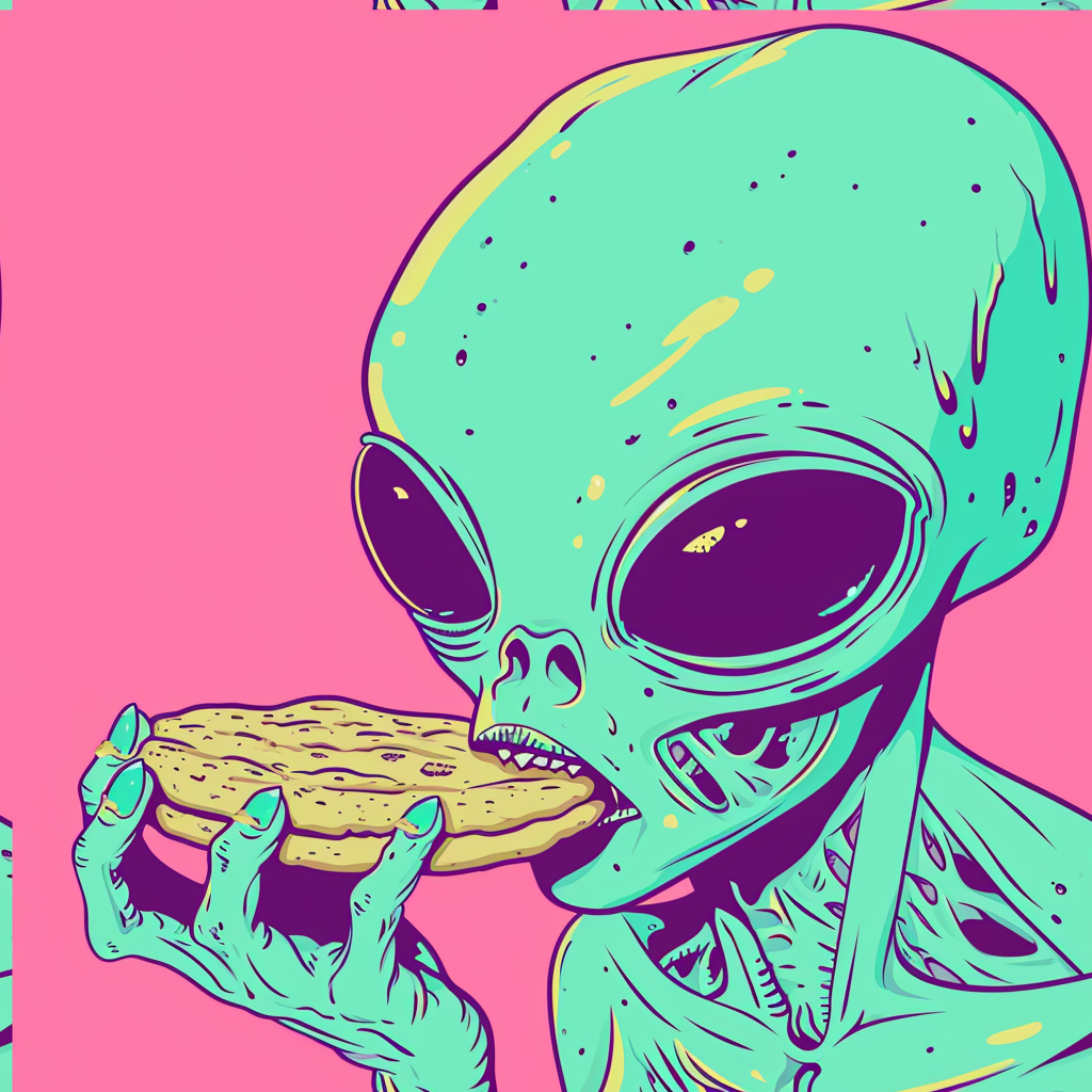 Alien eating cookie picture