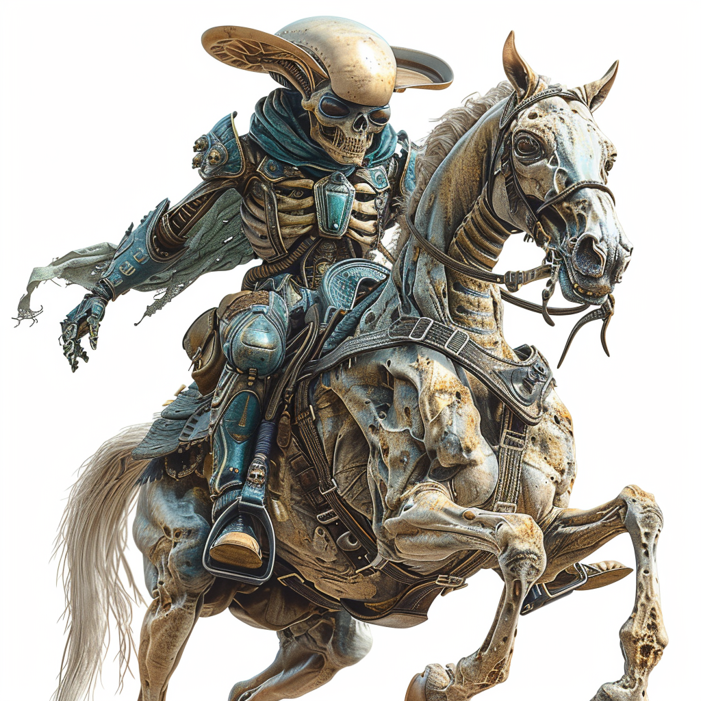 Alien riding running horse