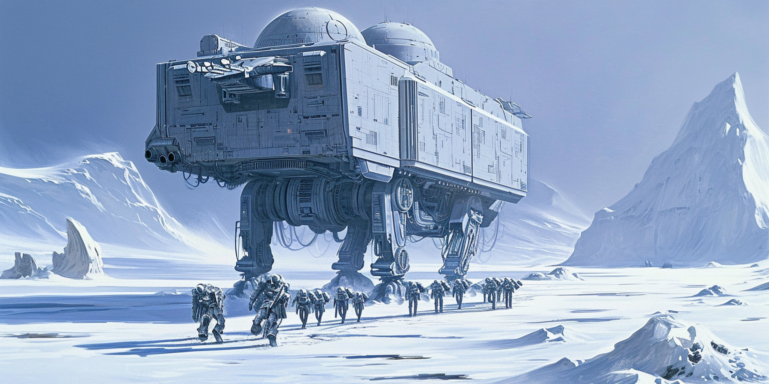 Alien invasion force on frozen wasteland