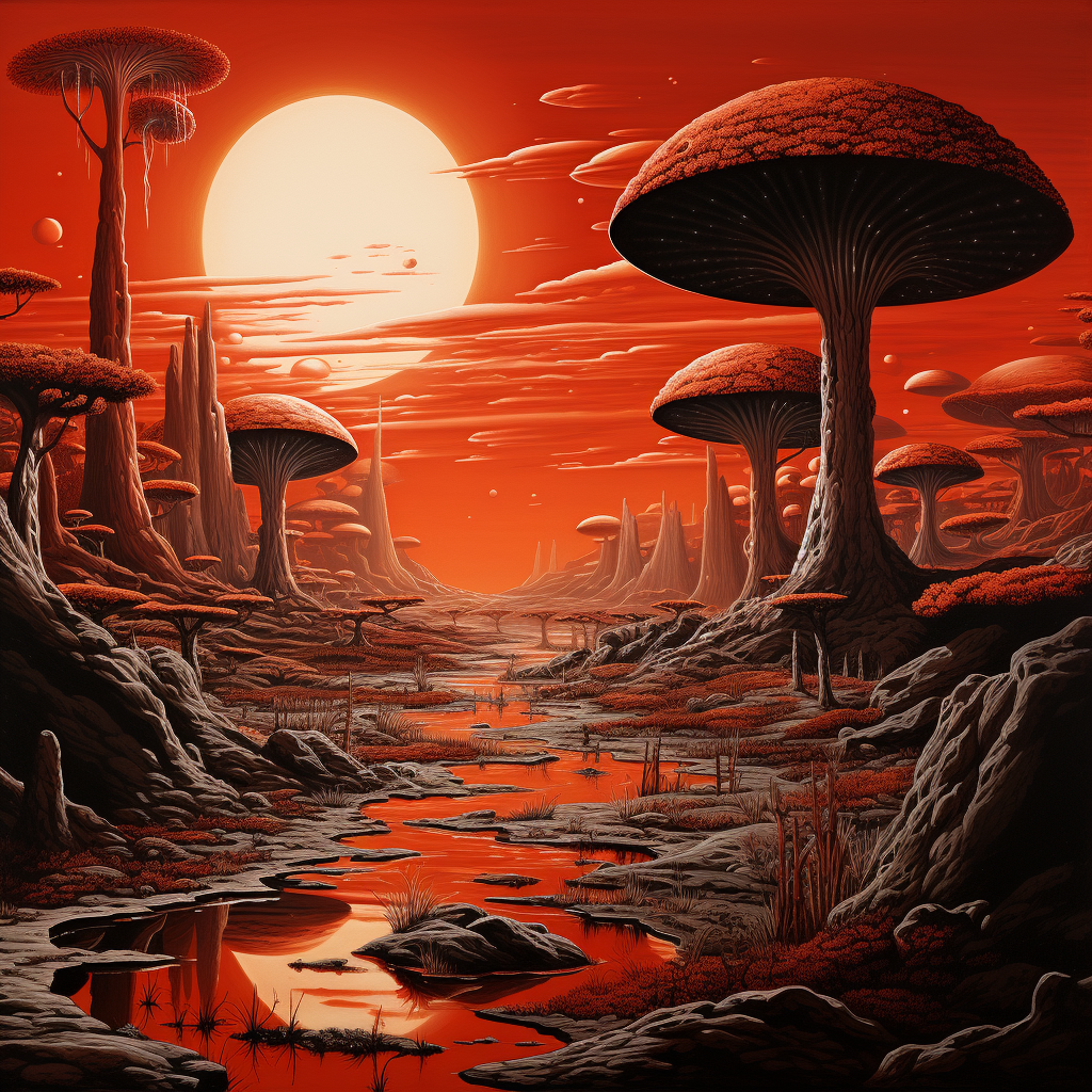 Stunning red alien landscape scenery