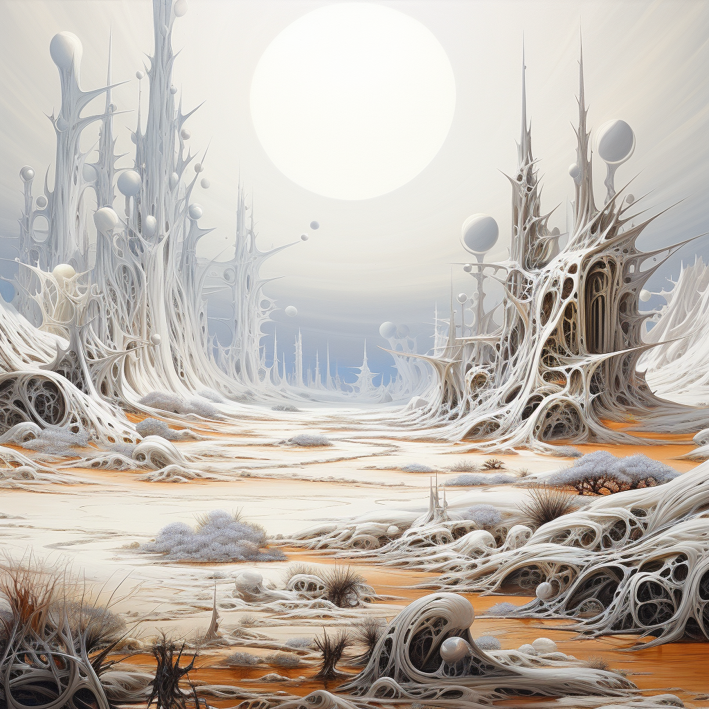 Beautiful alien landscape in white