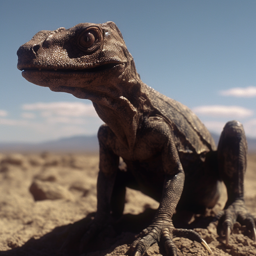 Alien lizard in desert scene