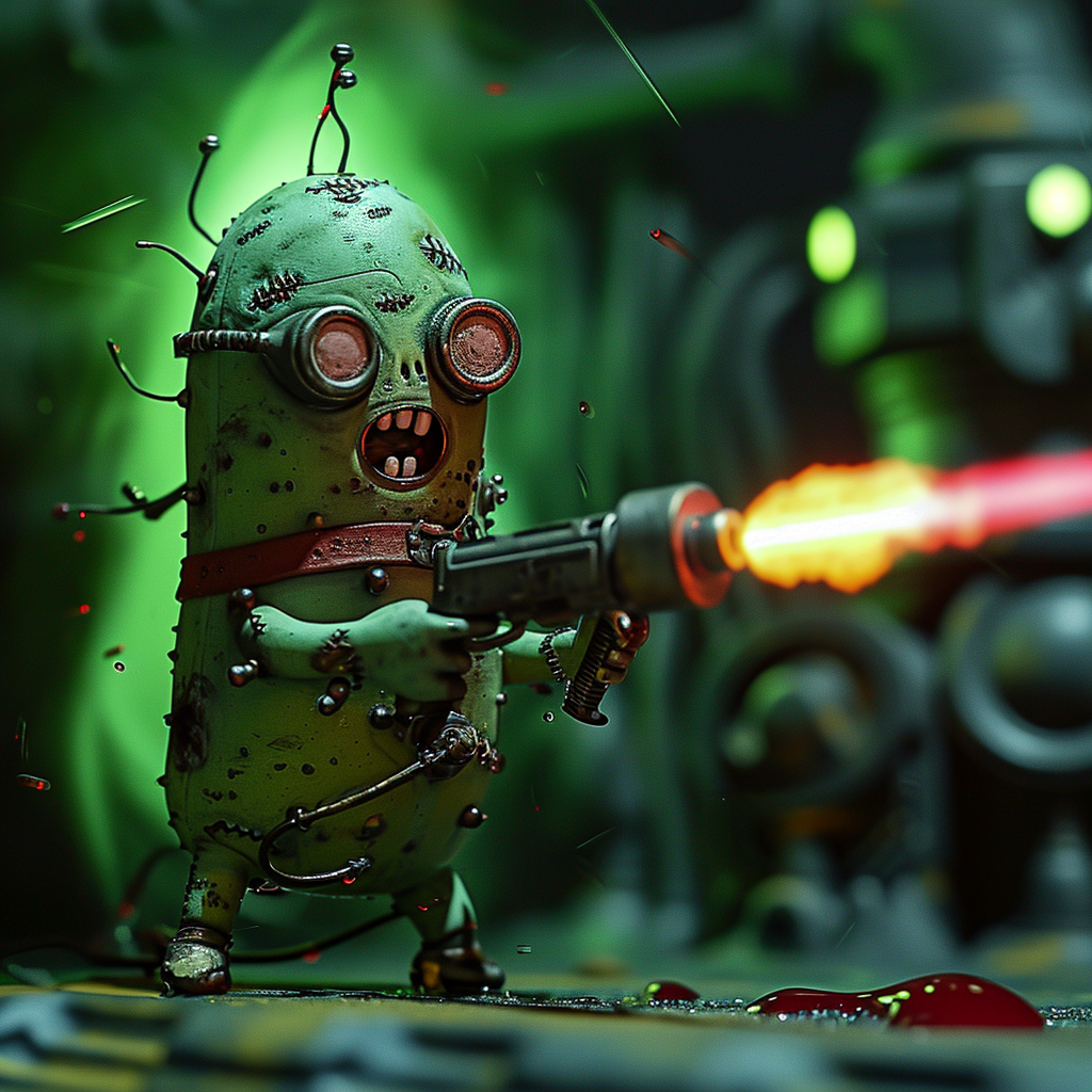 Alien Pickle Rick Laser Gun Scene