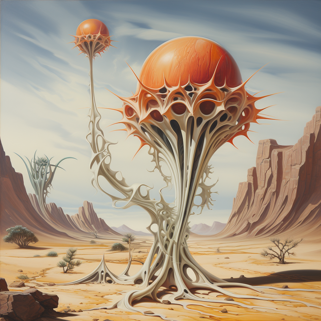 Alien Plant Desert Oil Painting