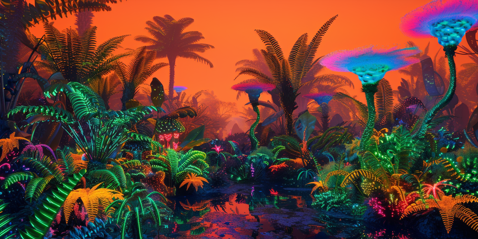 Contaminated Alien Rainforest in Orange Dusk