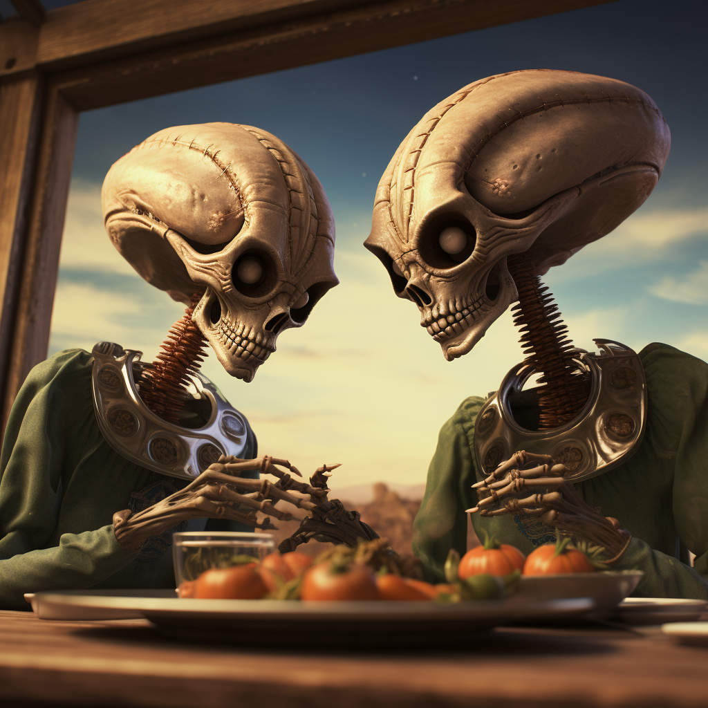 Photorealistic Day of the Dead Alien Skeletons