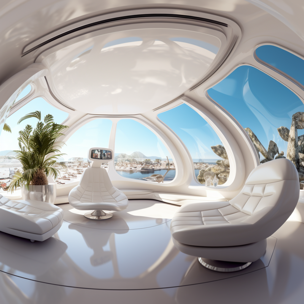 White metallic interior of benevolent alien spaceship