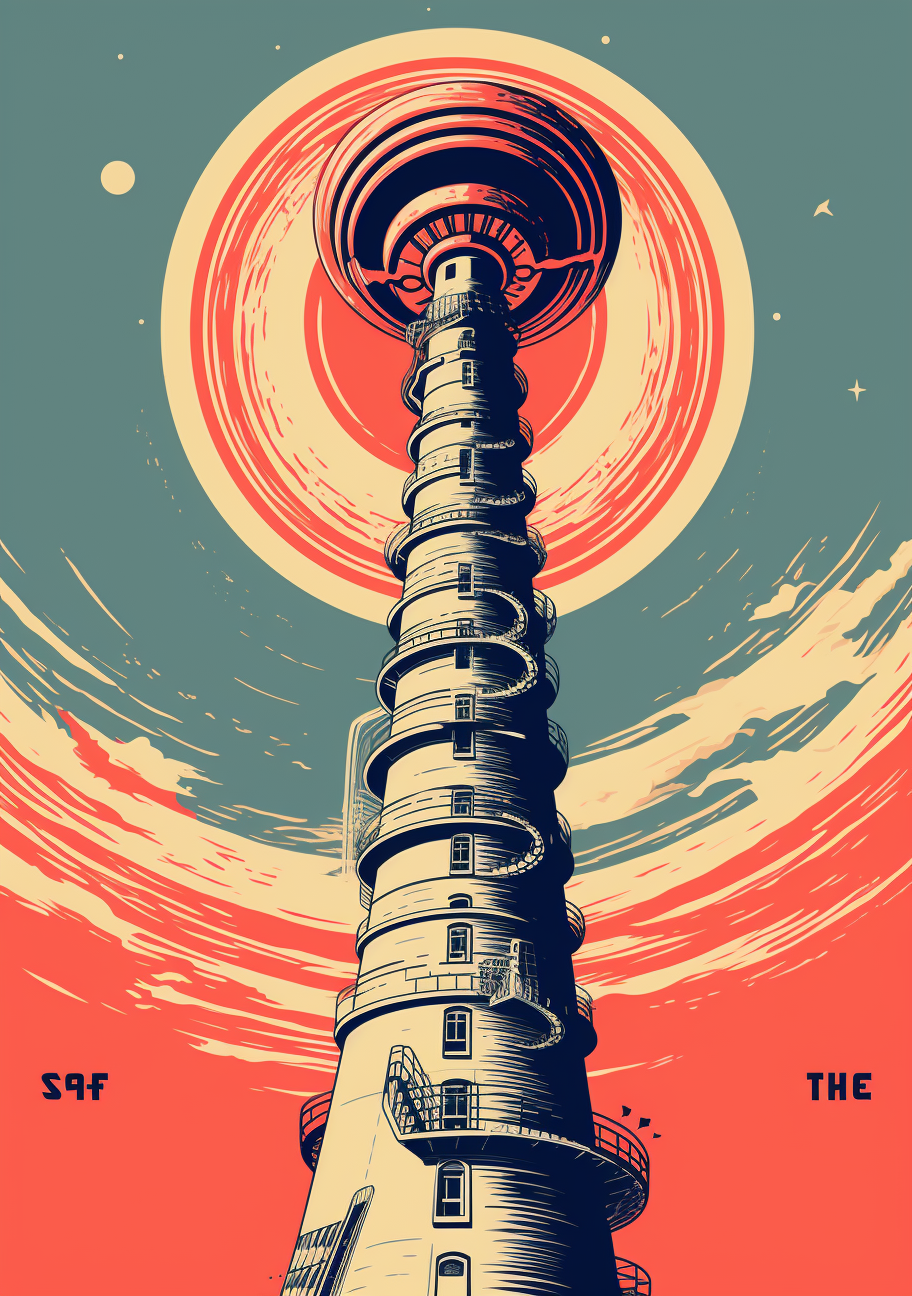 Minimalistic Alien Spiral Tower Poster