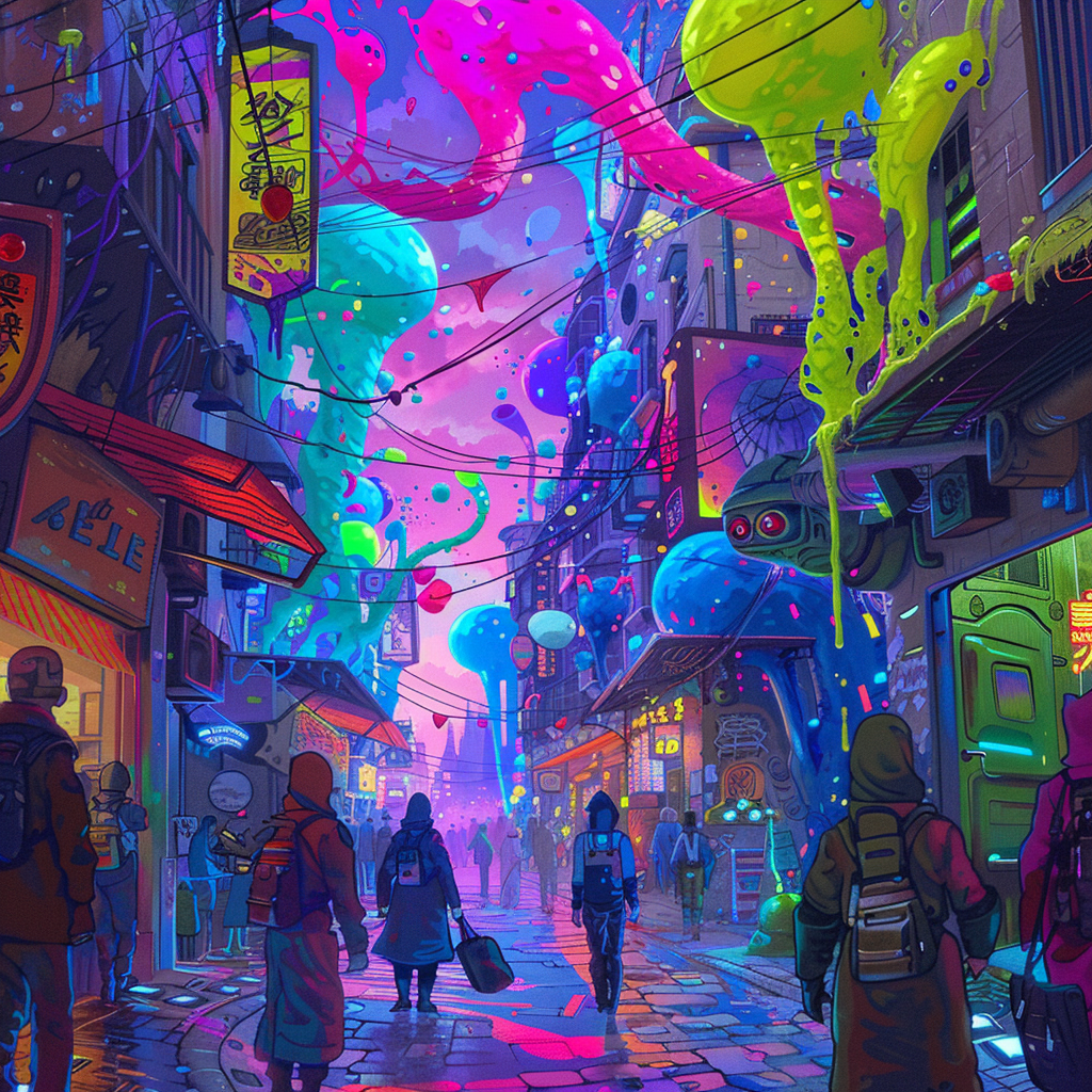 Colorful Alien Street Scene