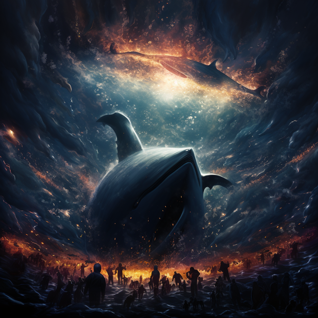 Gigantic alien whale flying through space