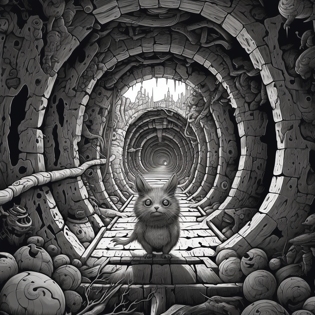 Ancient Alien Tunnel Animal Illustration