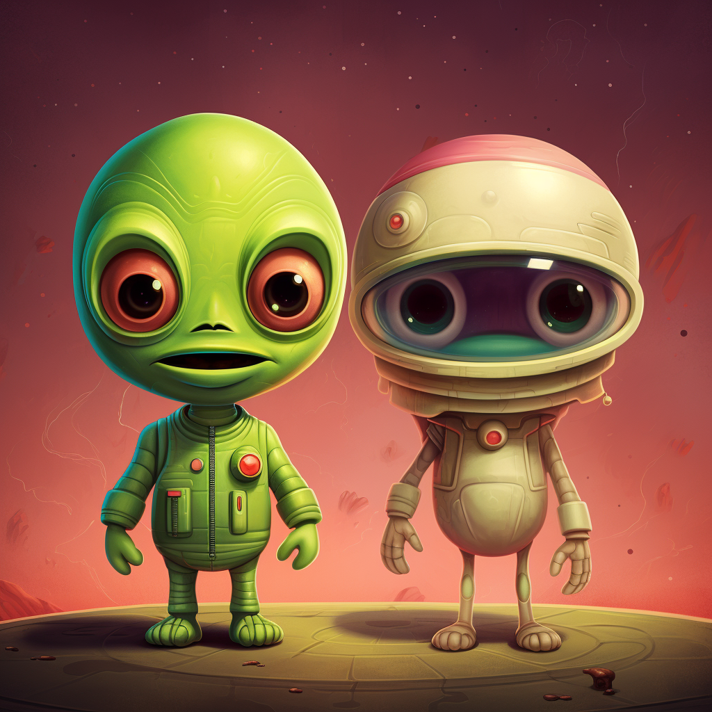 Colorful alien friends connecting through friendship