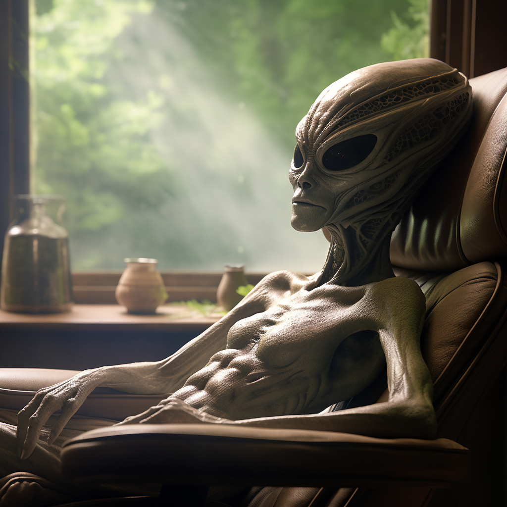 An Alien Relaxing Peacefully