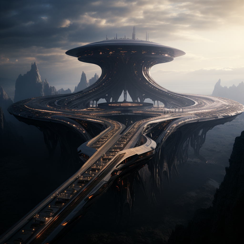 Alien spaceship bridge in operation