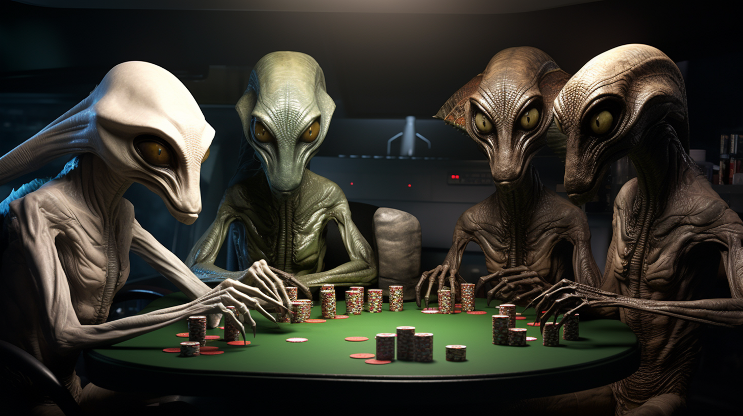 Four alien species playing cards