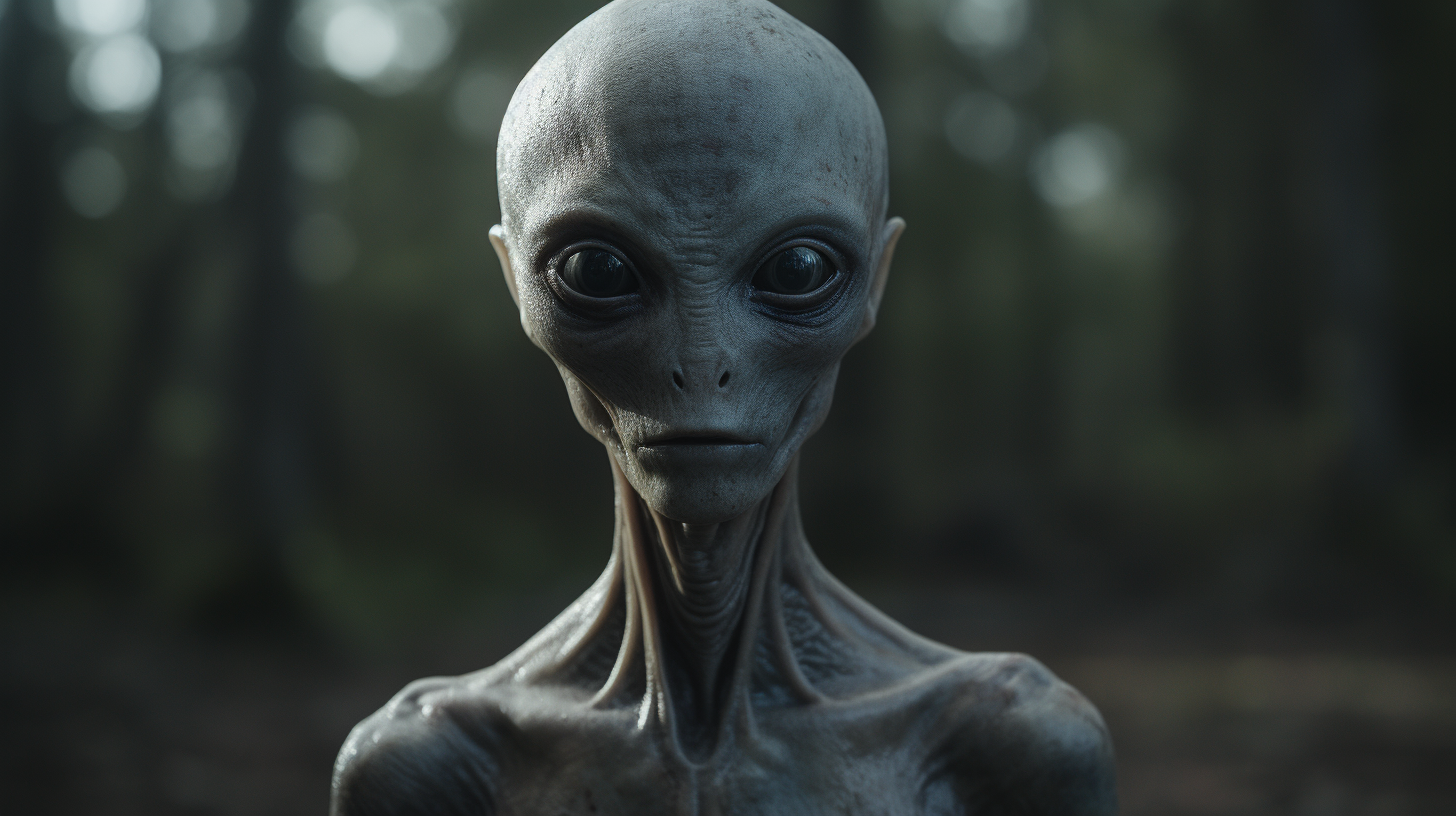 Closeup of alien in woods