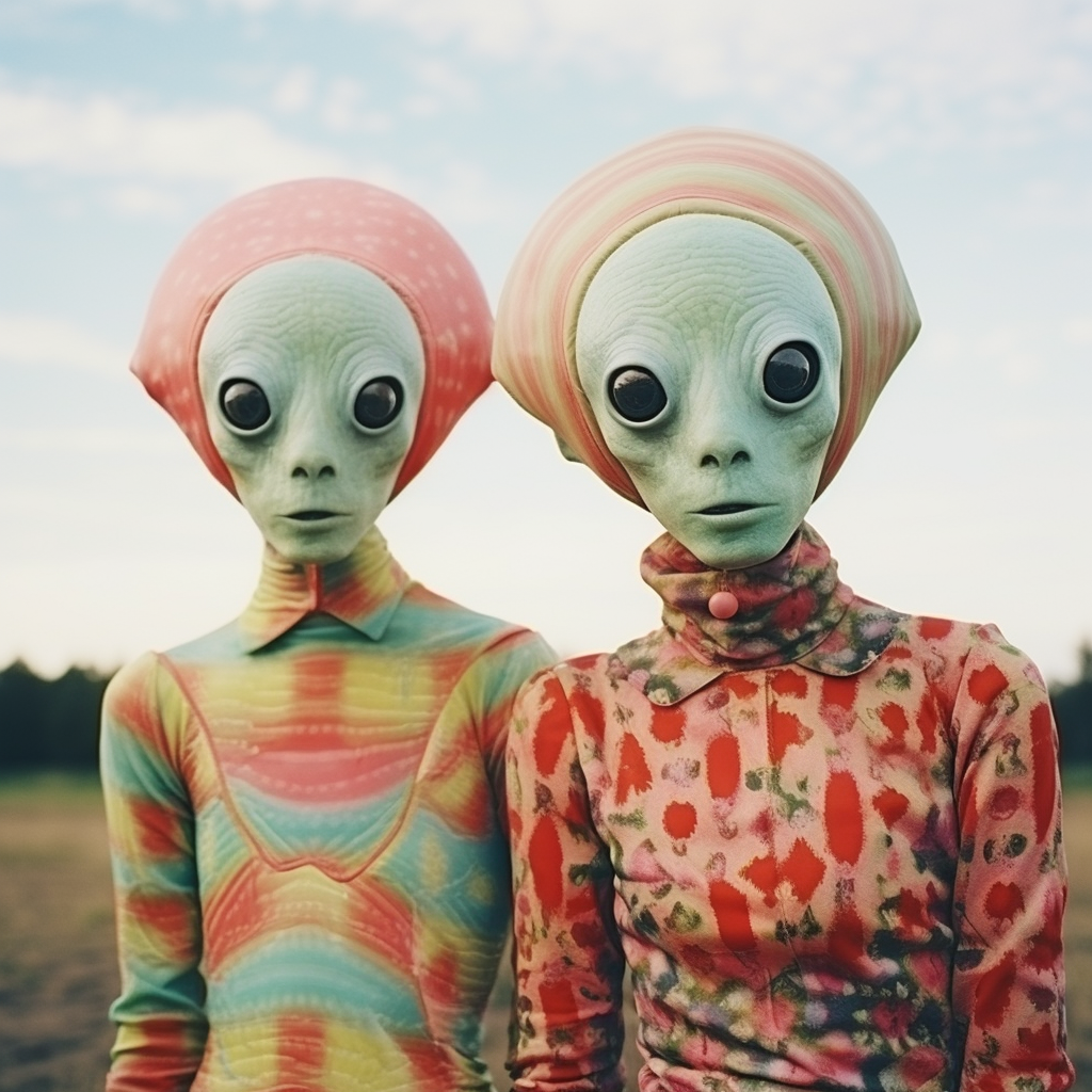 Cute colorful fashion aliens portrait