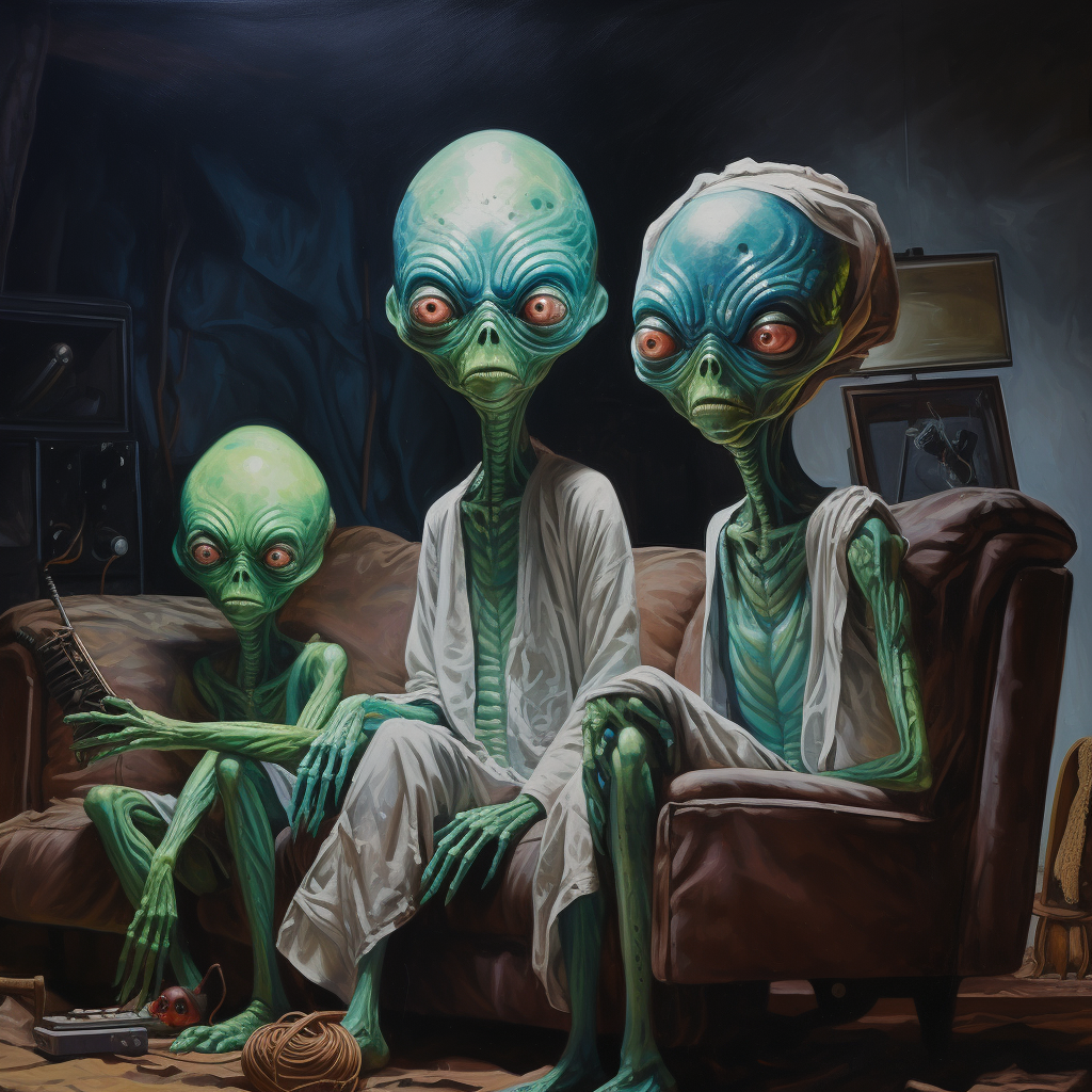 Aliens enjoying TV entertainment