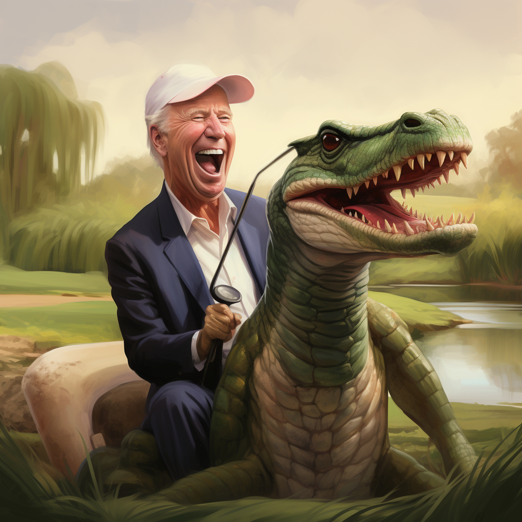 Alligator biting Biden on golf course