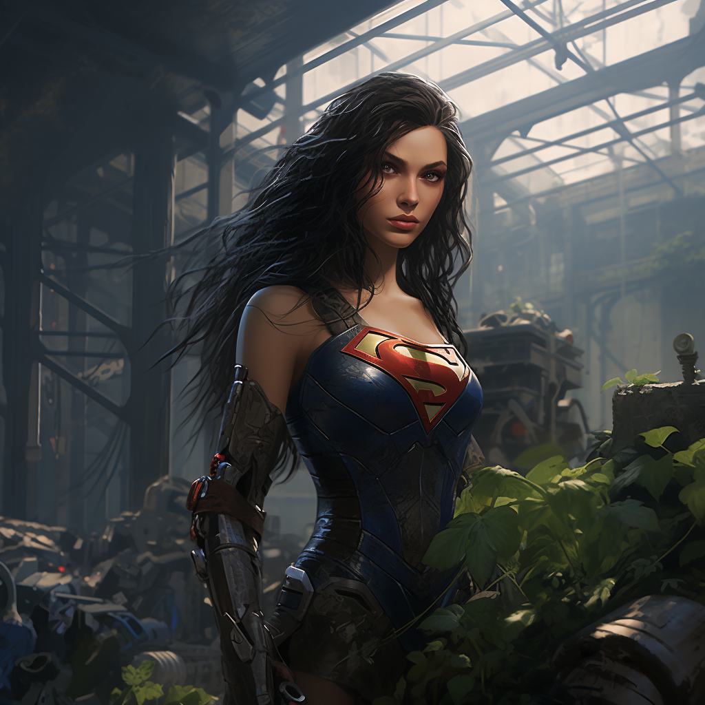 Alina as Wonderwoman in Post-Apocalyptic Factory