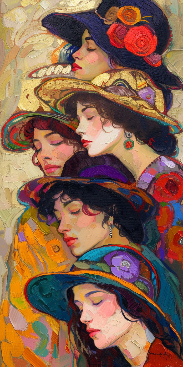 Allegorical Female Figures in Hats, Gustav Klimt