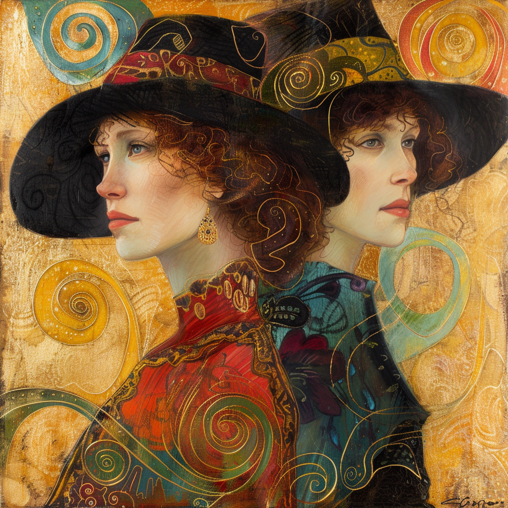 Gustav Klimt's allegorical female figures in hats