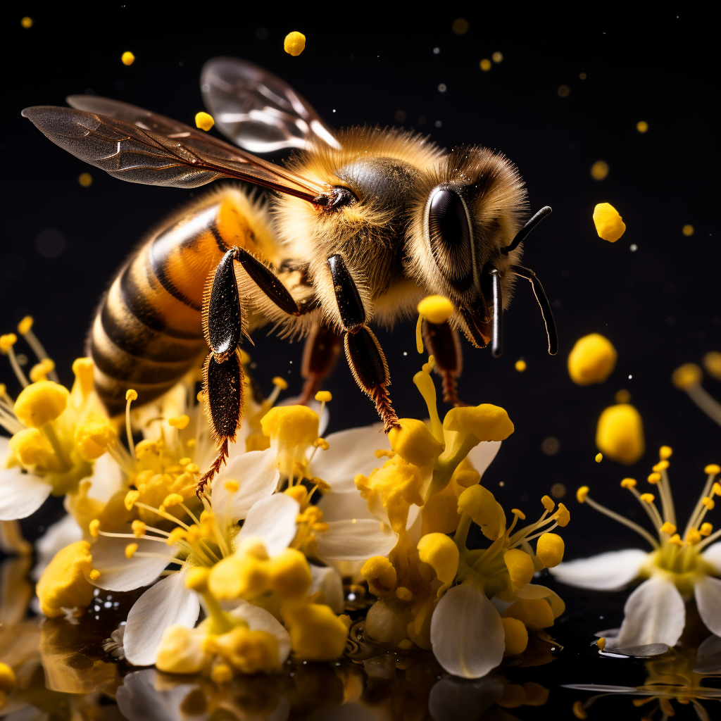 Bee having allergic reaction to pollen