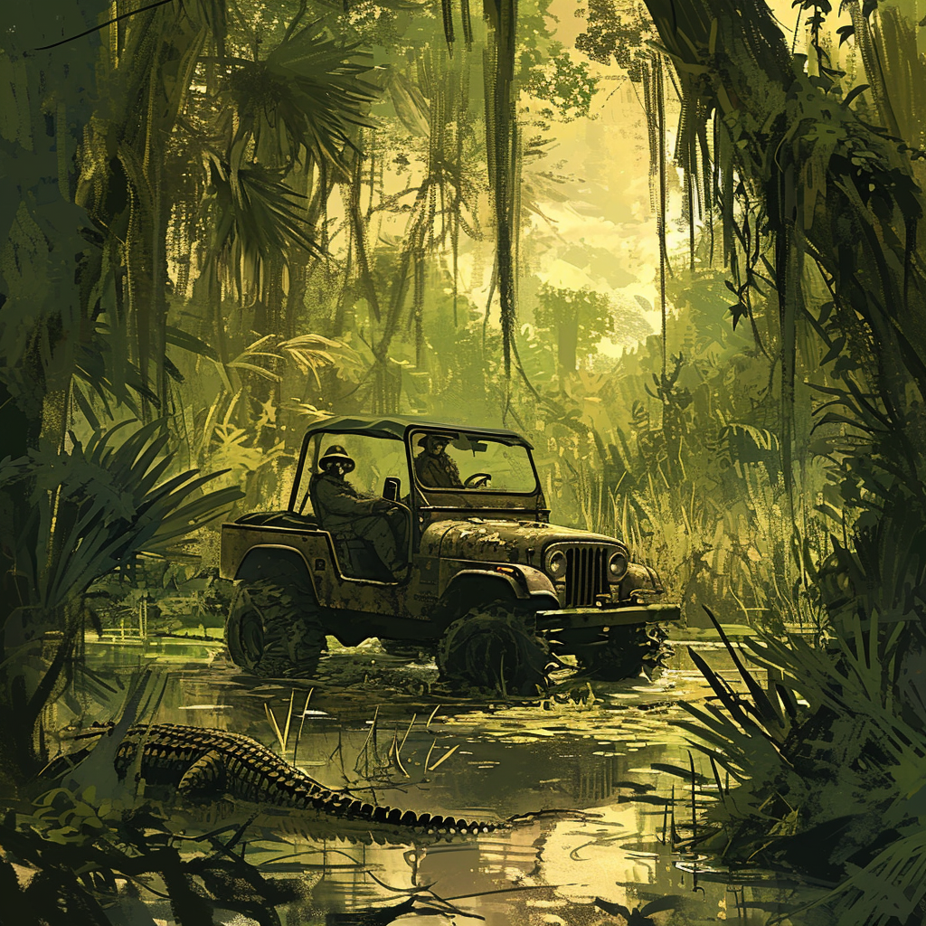 Alligator Riding Swamp Jeep ?