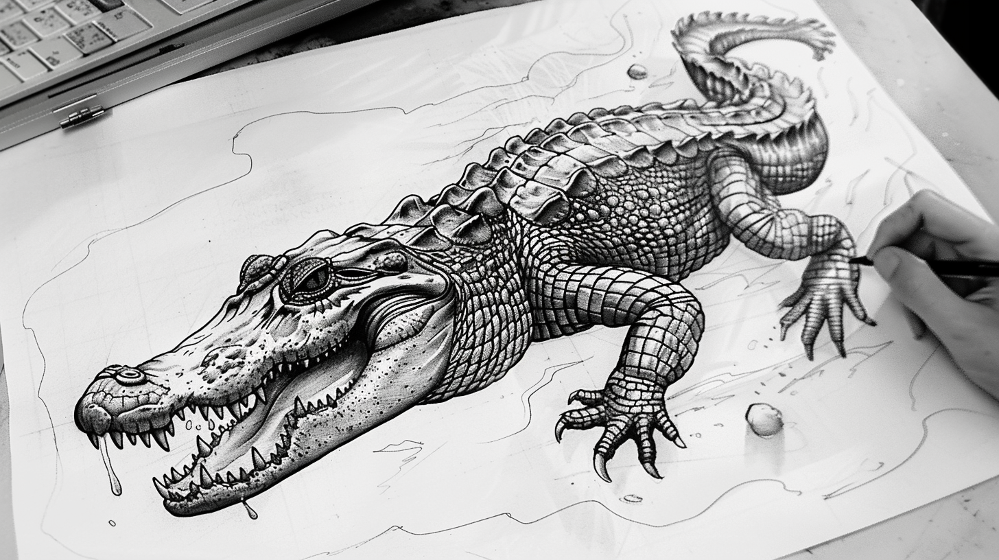 Old School Alligator Tattoo Artwork