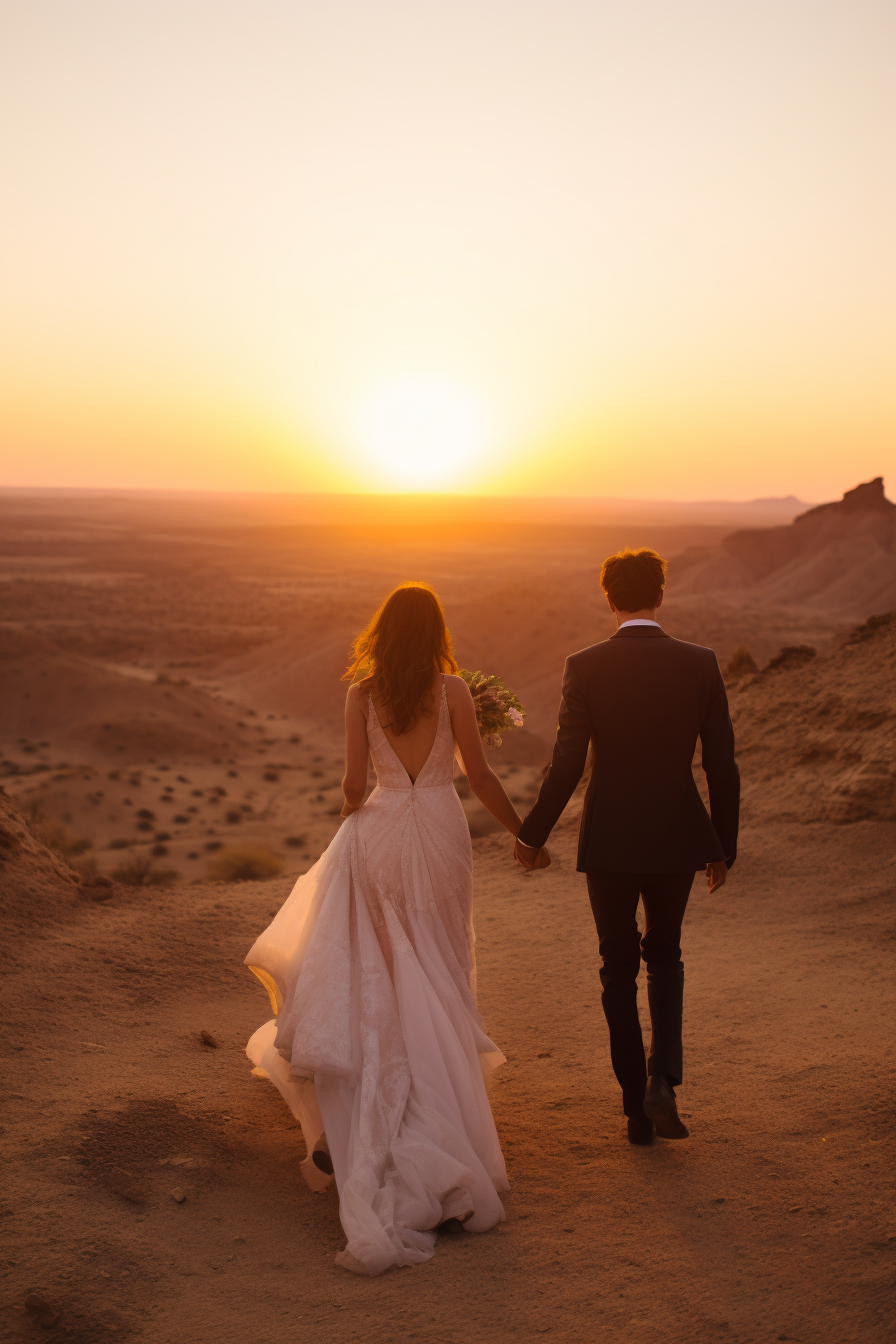 Beautiful Wedding in Almeria Desert at Sunset