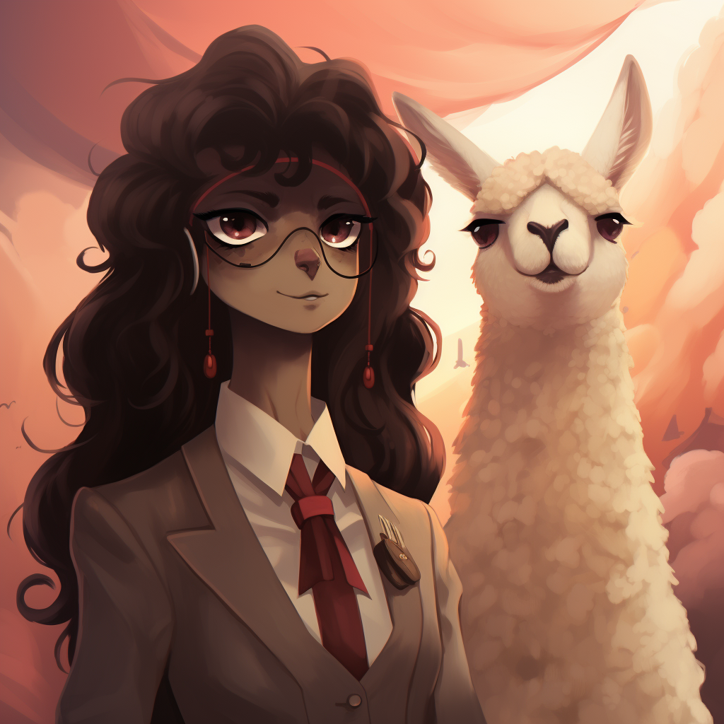 Adorable Alpaca with Kodomomuke Anime Style