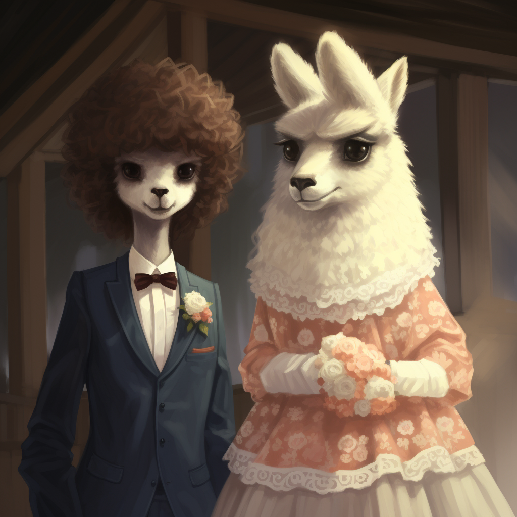 Adorable alpaca wife in anime art