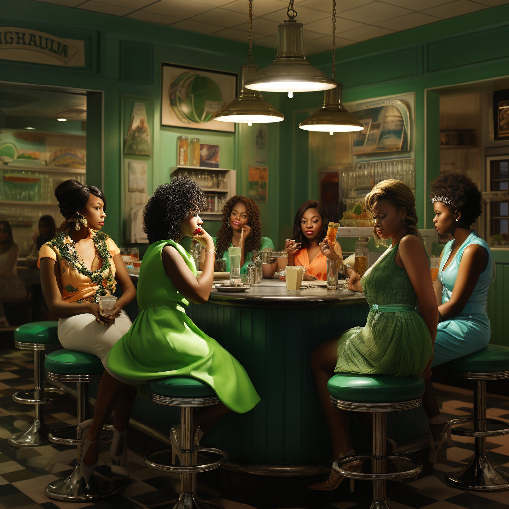 Alpha Kappa Alpha ladies having a drink