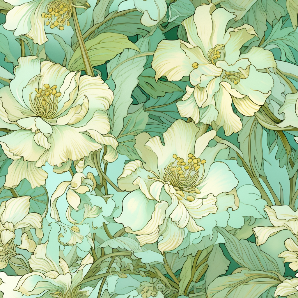 Beautiful floral print in sinopia and light sea green