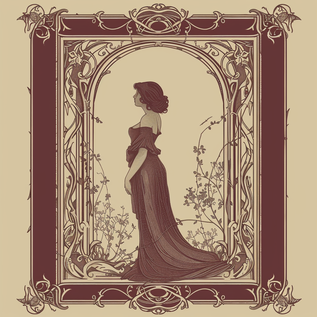 elegant woman art nouveau frame