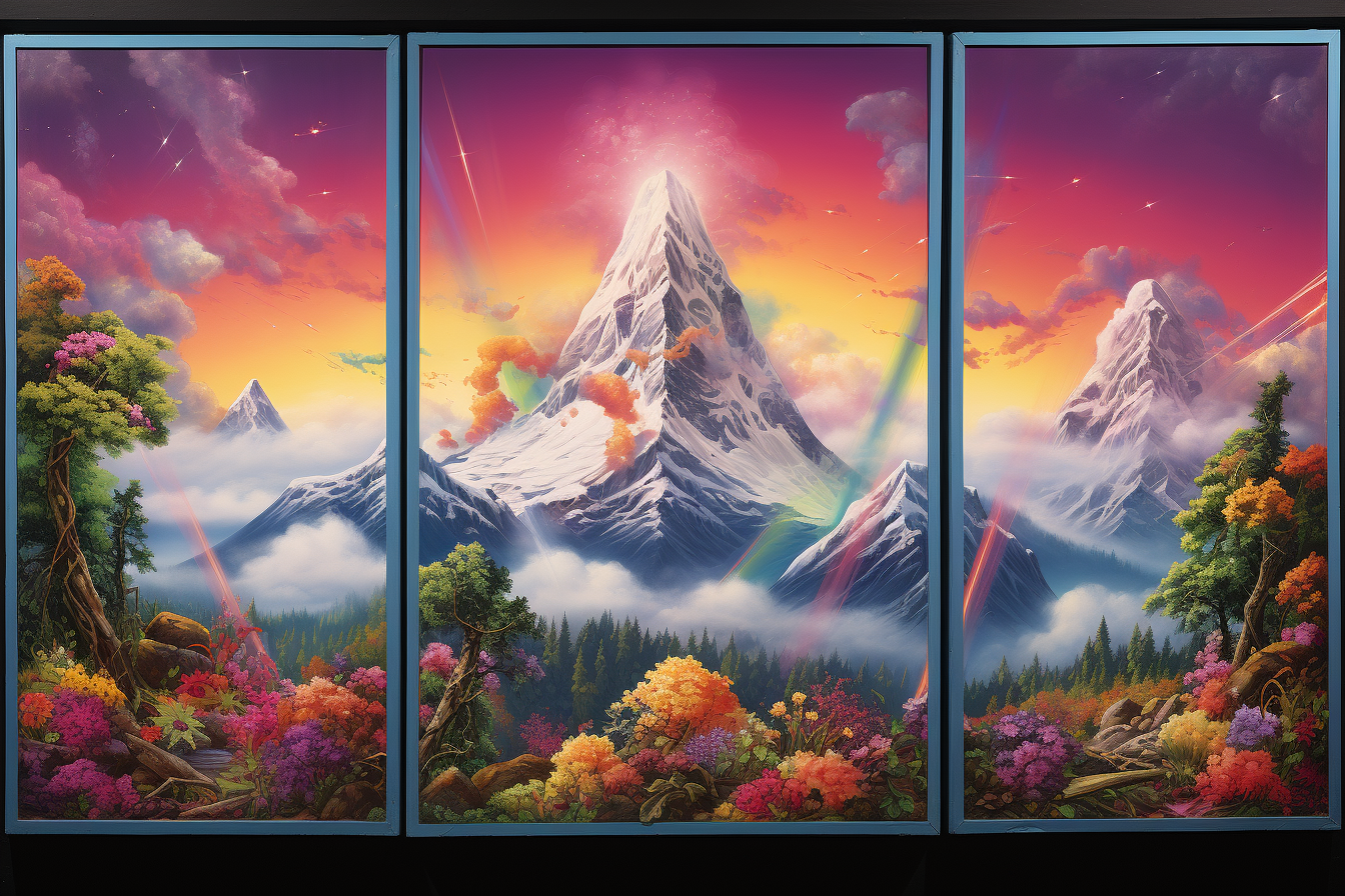 Alpine Mountain View with Colorful Gems