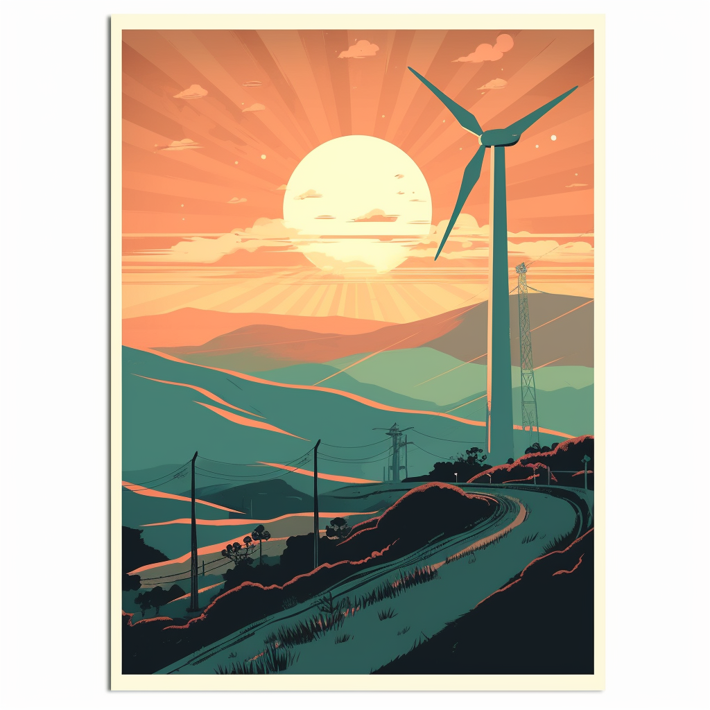 Altamont Pass at Sunset Retro Poster