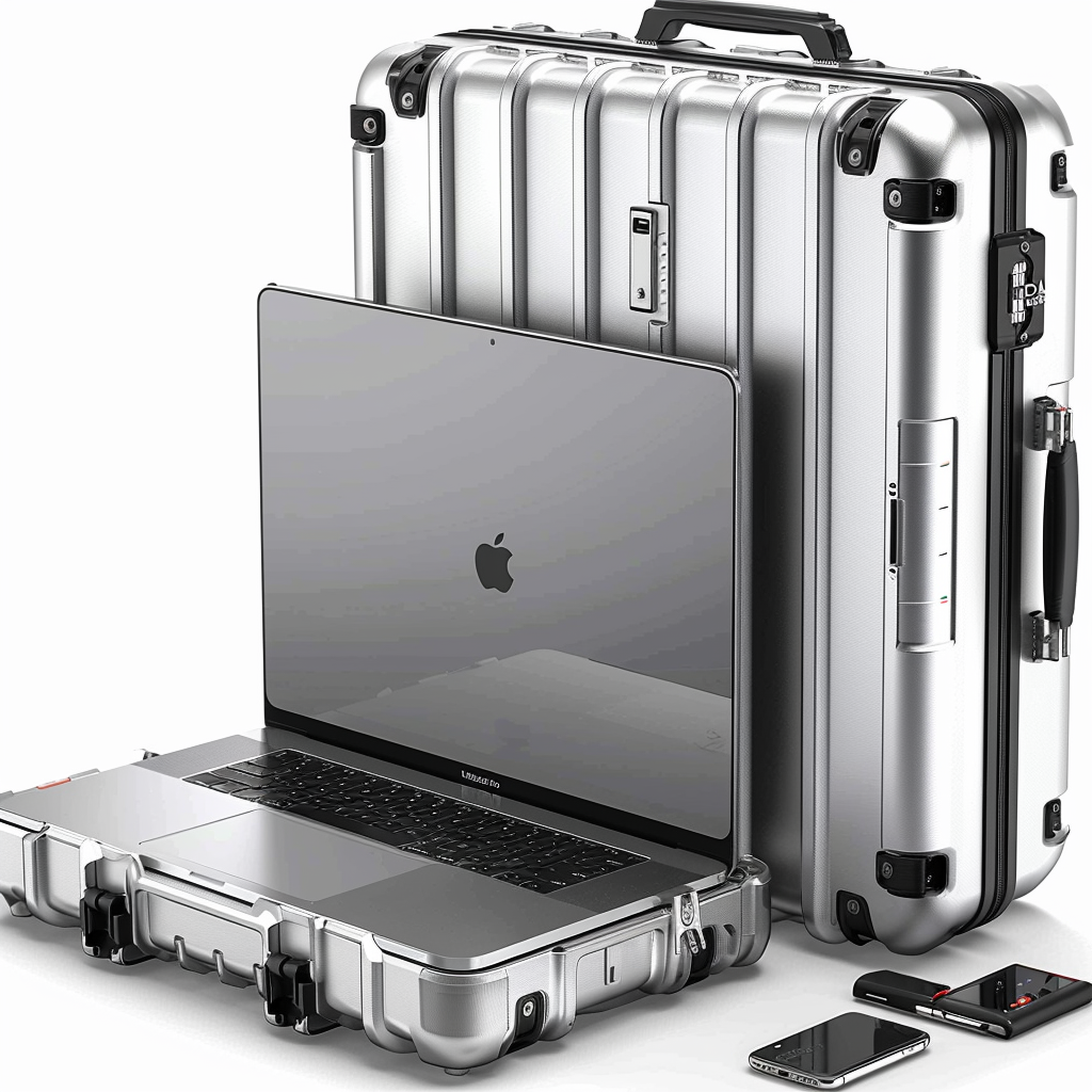 Aluminum laptop case with spinner wheels