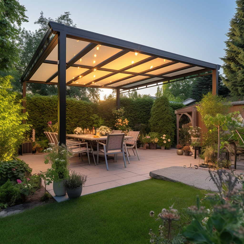 Aluminum Pergola with Motorized Lights