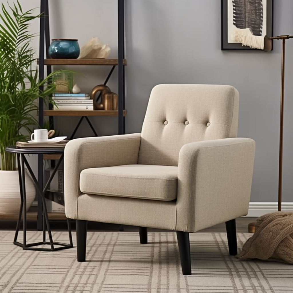 Modern beige arm accent chair