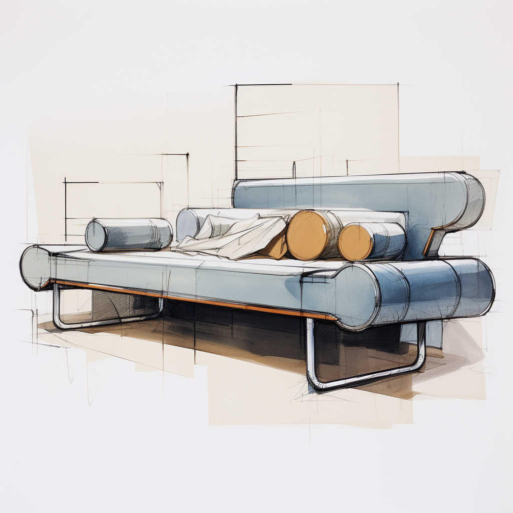 Alvar Aalto bedsofa design sketch