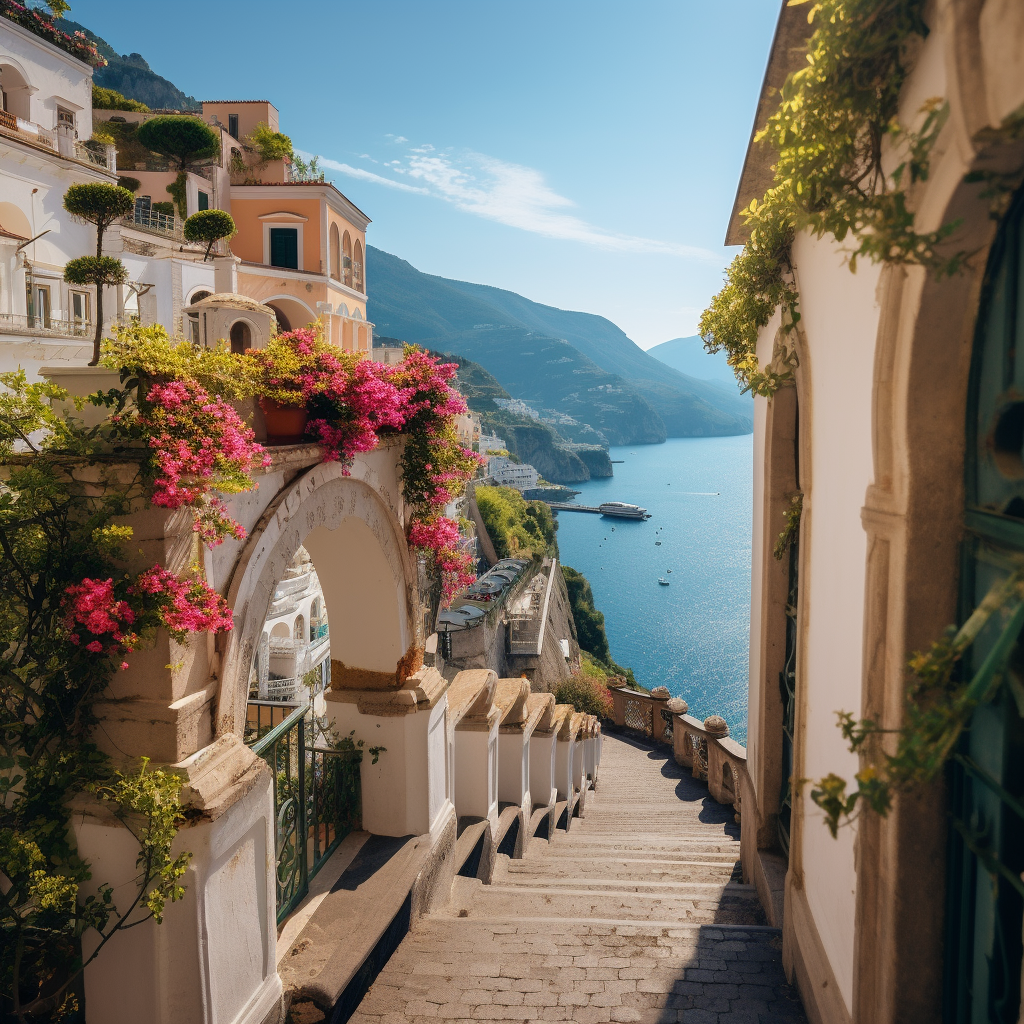 Stunning sunset view of Amalfi Coast