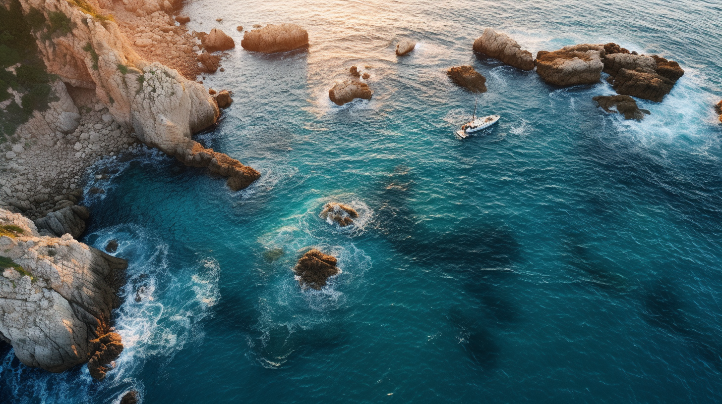 Aerial view of Amalfi Coast at sunset