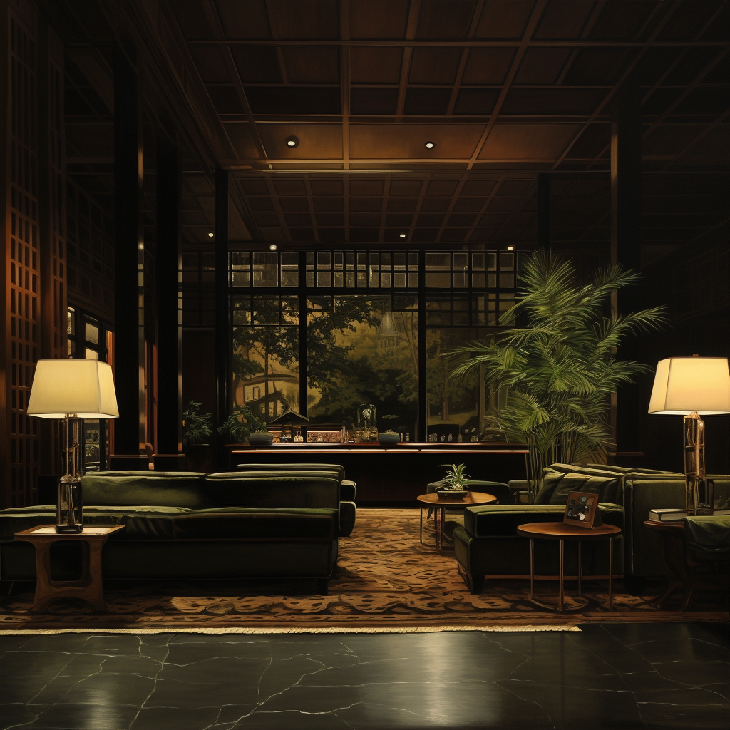 Minimalist and Dark Aman Hotel Lounge