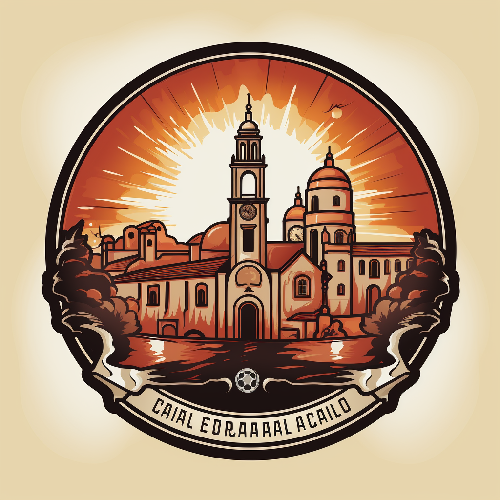 Logo with Sé Catedral da Guarda, Portugal and fire