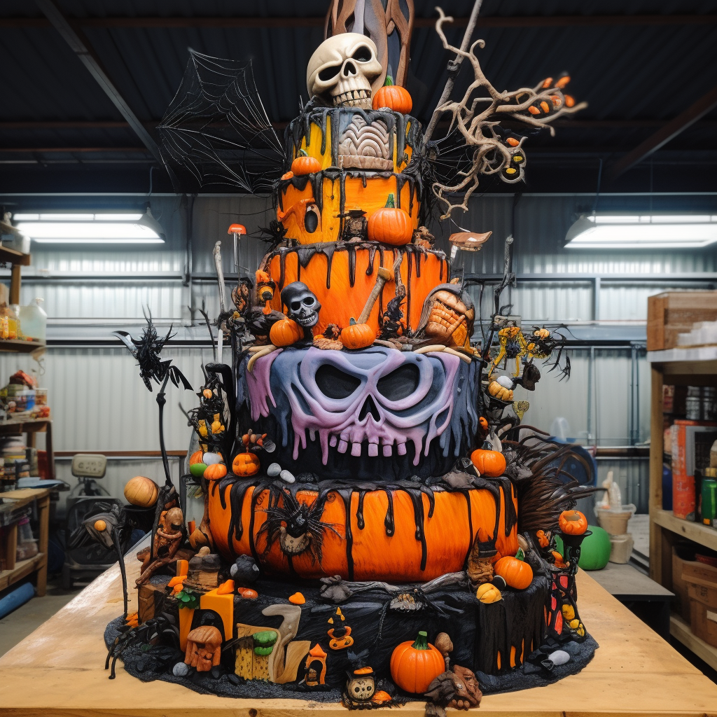 Spooky Halloween cake with amazing decorations